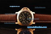 Panerai Luminor Marina PAM00366 Manual Winding Movement ETA Coating Case with Black Dial and Brown Leather Strap