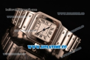 Cartier Santos 100 Miyota Quartz Movement Full Steel with White Dial and Black Roman Numerals
