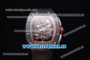 Richard Mille RM 038 Miyota 9015 Automatic PVD Case with Skeleton Dial Dot Markers Red Inner Bezel and Black Rubber Strap