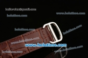 Cartier Rotonde De Swiss Manual Winding Steel Case with Brown Leather Bracelet and Skeleton Dial