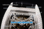 Franck Muller Cintree Curvex Skeleton Asia 2813 Automatic Steel Case with Skeleton Dial Brown Leather Strap and Diamonds Bezel