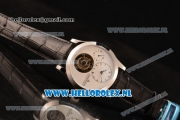 Jaeger-LECoultre Master Tourbillon Manual Winding Steel Case with White Dial and Black Leather Strap