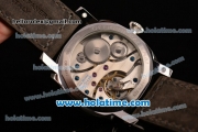 Panerai OP 6576 Luminor 1950 Asia 6497 Manual Winding Steel Case with Black Leather Strap Stick/Numeral Markers and Black Dial