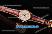 Longines Master Moonphase Chrono Swiss Valjoux 7751 Automatic Yellow Gold Case with White Dial and Arabic Numeral Markers - 1:1 Original