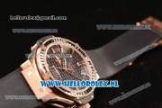 Hublot Big Bang Tutti Japanese Miyota Quartz Rose Gold Case with Black Dial Stick Markers and Black Rubber Strap