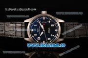 IWC Pilot's Watch Mark XVII Swiss ETA 2892 Automatic Steel Case with Blue Dial and Black Leather Strap - White Arabic Numeral Markers
