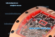 Richard Mille RM011 Swiss Valjoux 7750-SHG Automatic Rose Gold Case with Black Rubber Strao and Skeleton Dial - 1:1 Original