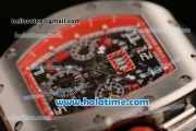 Richard Mille Felipe Massa Flyback Chrono Swiss Valjoux 7750 Automatic Steel Case with Black Rubber Bracelet Red/White Markers and Skeleton Dial