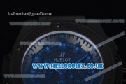 Hublot King Power Chrono Japanese Miyota OS20 Quartz PVD Case with Black Dial and Blue Leather Strap