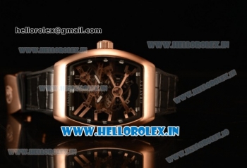 Franck Muller Vanguard Miyota Automatic Copy Tourbillon Rose Gold Case With Skeleton Dial Leather/Rubber Strap