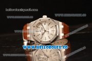 Audemars Piguet Royal Oak 41mm White Dial Automatic Clone Ap 3120 Movement Brown Leather Strap 15400ST.OO.1220ST.02 JH