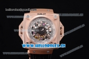 Hublot Masterpiece MP 08 Antikythera Sunmoon Asia 2813 Automatic Rose Gold Case Skeleton Dial Stick Markers and Grey Leather Strap