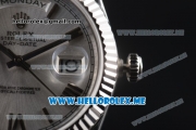 Rolex Day-Date Clone Rolex 3255 Automatic Stainless Steel Case/Bracelet with Silver Dial and Roman Numeral Markers