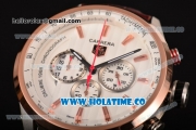 Tag Heuer Carrera MikroPendulumS Chrono Miyota Quartz Steel Case with Rose Gold Bezel White Dial and Stick Markers