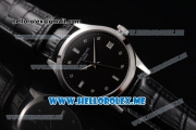 Patek Philippe Calatrava Miyota 9015 Automatic Steel Case with Black Dial Black Leather Strap and Diamonds Markers