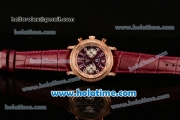 Franck Muller Freedom Chrono Miyota OS20 Quartz Rose Gold Case with Burgundy Dial Diamonds Bezel and White Markers - 7750 Coating