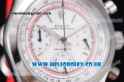 Rolex Pre-Daytona Chrono Miyota OS20 Quartz Steel Case with White Dial Stick Markers and Red Nylon Strap