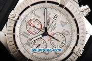 Breitling Avenger Swiss Valjoux 7750 Automatic Movement Steel Case with White Dial and Grey Numeral Markers-Small Calendar