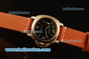 Panerai Luminor Marina PAM177 Swiss ETA 6497 Manual Winding Titanium Case with Black Dial and Brown Leather Strap- 1:1 Original