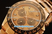 Rolex Daytona Chronograph Swiss Valjoux 7750 Automatic Rose Gold Case and Rose Gold Dial with PVD Bezel-Rose Gold Strap