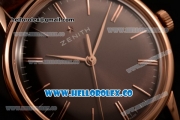 Zenith Vintage Miyota 9015 Automatic Rose Gold Case with Brown Dial and Brown Leather Strap - (AAAF)