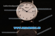 Breguet Classique Miyota 9015 Automatic Steel Case with White Dial and Black Leather Strap Arabic Numeral Markers - (AAAF)