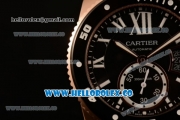 Cartier Calibre de Cartier Diver Swiss ETA 2824 Automatic Rose Gold Case with White Dial and Black Rubber Strap - (H)