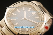 Patek Philippe Nautilus Swiss ETA 2824 Automatic Steel Case with Diamond Bezel and Blue Dial-Steel Strap 1:1 Original