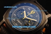 Ferrari California Chronograph Miyota Quartz Movement 7750 Coating/PVD Case with Black Dial and Black Leather Strap