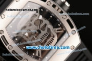 Richard Mille RM 52-01 Swiss ETA 2671 Automatic Steel Case with Black Rubber Bracelet White Markers and Skeleton Dial - 1:1 Original