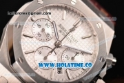 Audemars Piguet Royal Oak Chronograph 41mm Swiss Valjoux 7750 Automatic Steel Case with White Dial Stick Markers and Brown Leather Strap (EF)