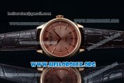 Rolex Cellini Time Clone Rolex 3132 Automatic Rose Gold Case with Rose Gold Dial and Brown Leather Strap - 1:1 Origianl (BP)