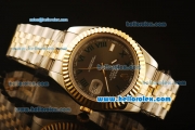 Rolex Datejust II Swiss ETA 2836 Automatic Full Steel with Yellow Gold Bezel and Grey Dial-Roman Markers