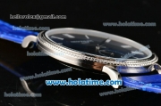 Patek Philippe Calatrava Miyota Quartz Steel Case with Roman Numeral Markers and Blue Dial