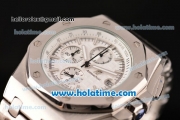 Audemars Piguet Royal Oak Offshore Chronograph Miyota OS10 Quartz Full Steel with Stick Markers and White Dial