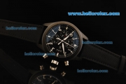 IWC Pilot's Watch TOP GUN Automatic Movement PVD Case with Black Dial and White Markers- Black Strap