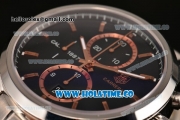Tag Heuer Carrera Calibre 1887 Chrono Swiss Valjoux 7750 Automatic Full Steel with Rose Gold Stick Markers and Black Dial