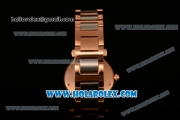 Cartier Rotonde De Miyota Quartz Two Tone Case/Bracelet with Brown Dial