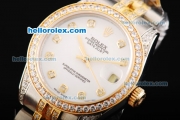 Rolex Datejust Automatic Movement White Dial with Diamond Markers/Bezel and Two Tone Strap