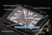 Cartier Santos 100 Swiss ETA 2824 Automatic Movement PVD Case with Black Dial and Black Strap