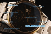 Tag Heuer Carrera Swiss Valjoux 7750 Automatic Steel Case with Rose Gold Bezel and Black Dial