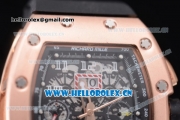 Richard Mille RM011-FM Asia ST25 Automatic Rose Gold Case with Skeleton Dial Rose Gold Bezel and Black Rubber Strap Arabic Numeral Markers