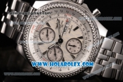 Breitling Bentley Motors Chrono Swiss Valjoux 7750 Automatic Steel Case/Bracelet with White Dial and Silver Stick Markers (BP)