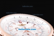 Breitling For Bentley Chronograph Quartz Movement with White Dial and Rose Gold Honeycomb Bezel-Gold band