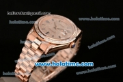 Rolex Day Date II Swiss ETA 2836 Automatic Full Rose Gold with Diamond Dial/Bezel and Black Stick Markers