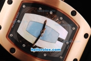 Richard Mille RM007 Automatic Movement Rose Gold Case with Diamond Hour Marker and Black Leather Strap