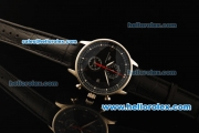 IWC Portuguese Yacht Club Chronograph Quartz Movement Steel Case with Black Dial and Black Leather Strap