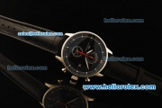 IWC Portuguese Yacht Club Chronograph Quartz Movement Steel Case with Black Dial and Black Leather Strap