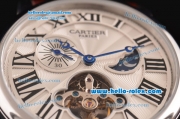 Cartier Rontonde Tourbillon Asia RL10-MT Automatic Steel Case with Brown Leather Strap and White Dial