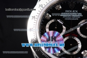 Rolex Daytona Clone Rolex 4130 Automatic Stainless Steel Case/Bracelet with Black Dial and Diamonds Markers (BP)